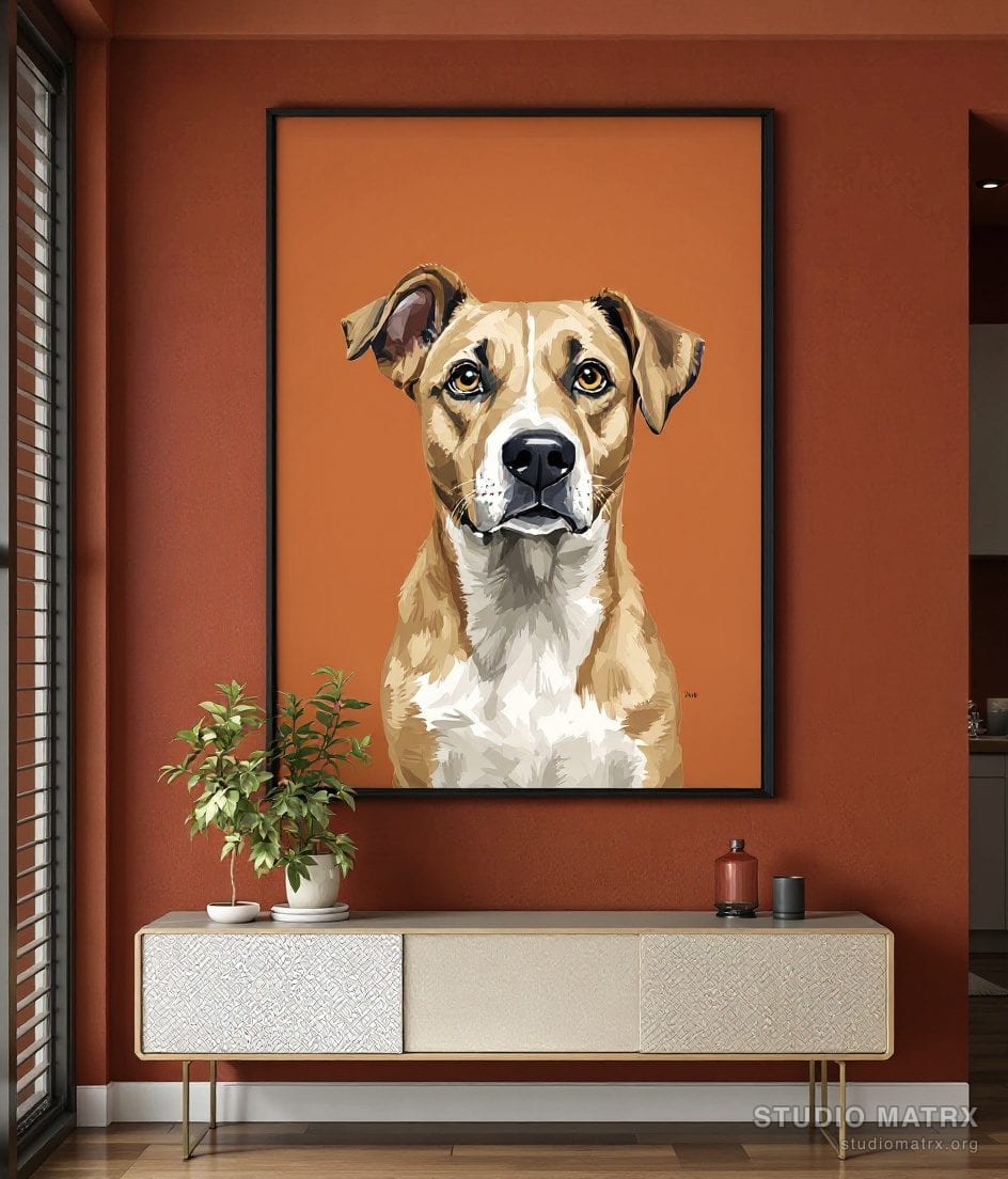 Pet Portrait Painting — Terracotta Wall