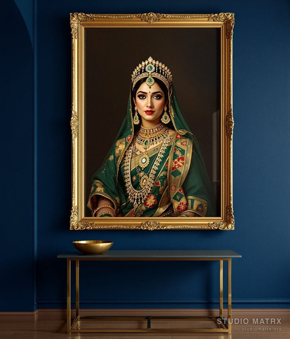 Royal Maharani Portrait — Navy Wall