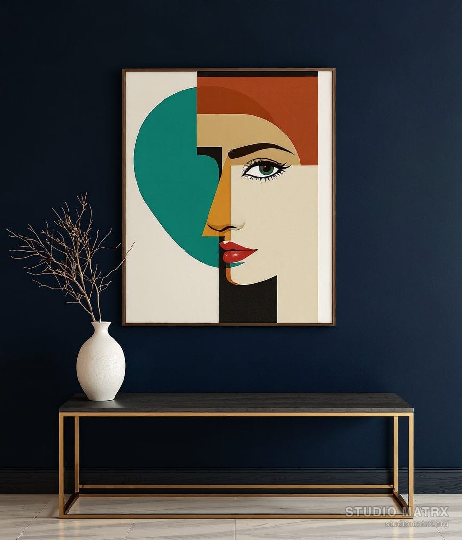 Semi-Abstract Portrait — Navy Wall