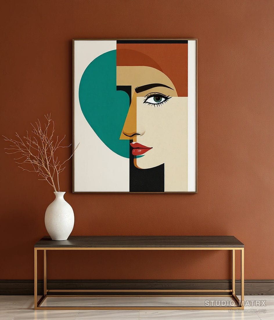 Semi-Abstract Portrait — Terracotta Wall