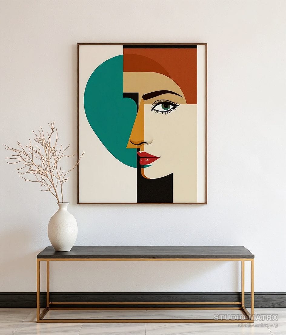 Semi-Abstract Portrait — Warm White Wall
