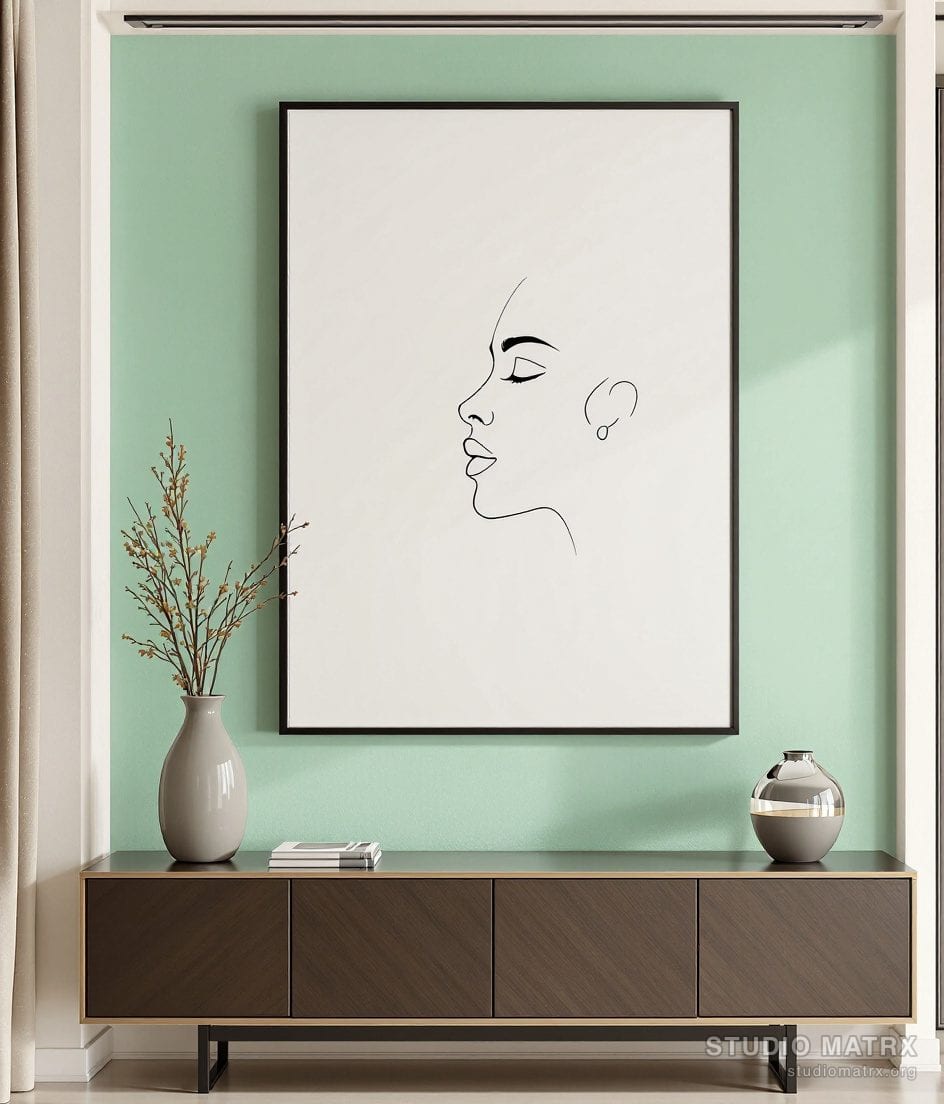 Single-Line Face Portrait — Sage Wall