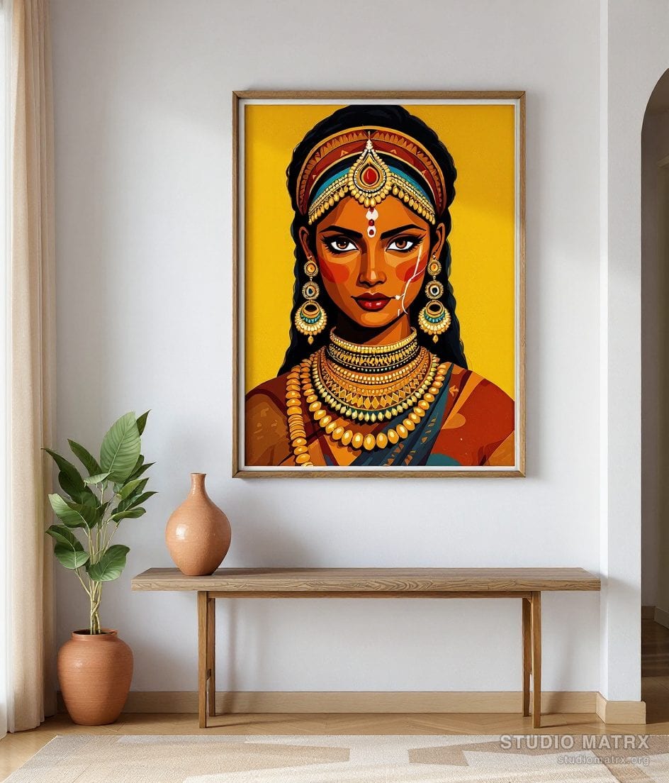 Tribal Face Portrait — Warm White Wall