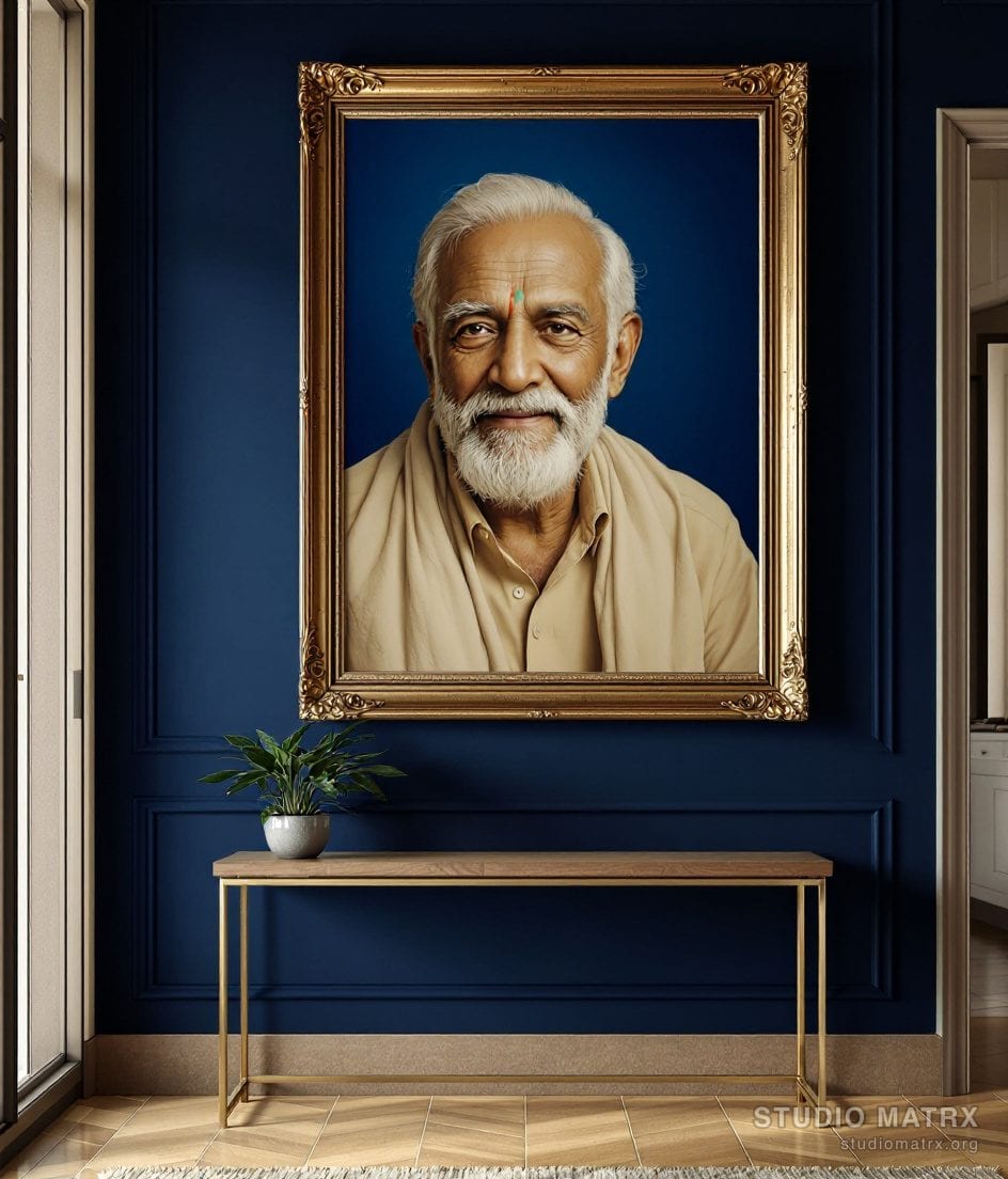 Vintage Portrait Of An Elderly Man — Navy Wall