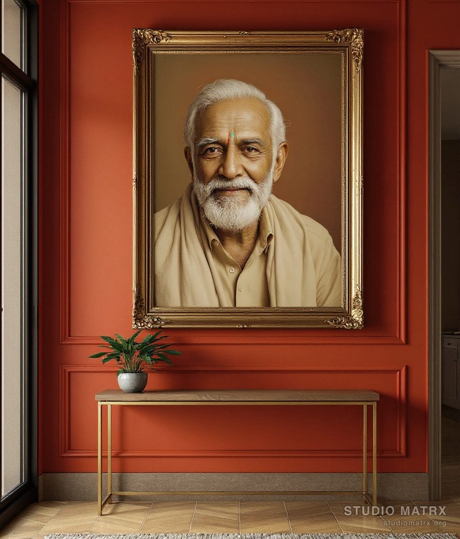 Vintage Portrait Of An Elderly Man — Terracotta Wall