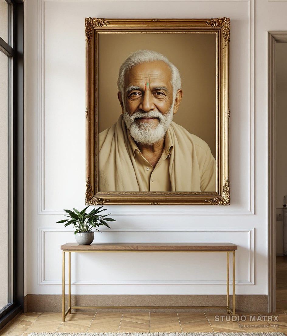 Vintage Portrait Of An Elderly Man — Warm White Wall
