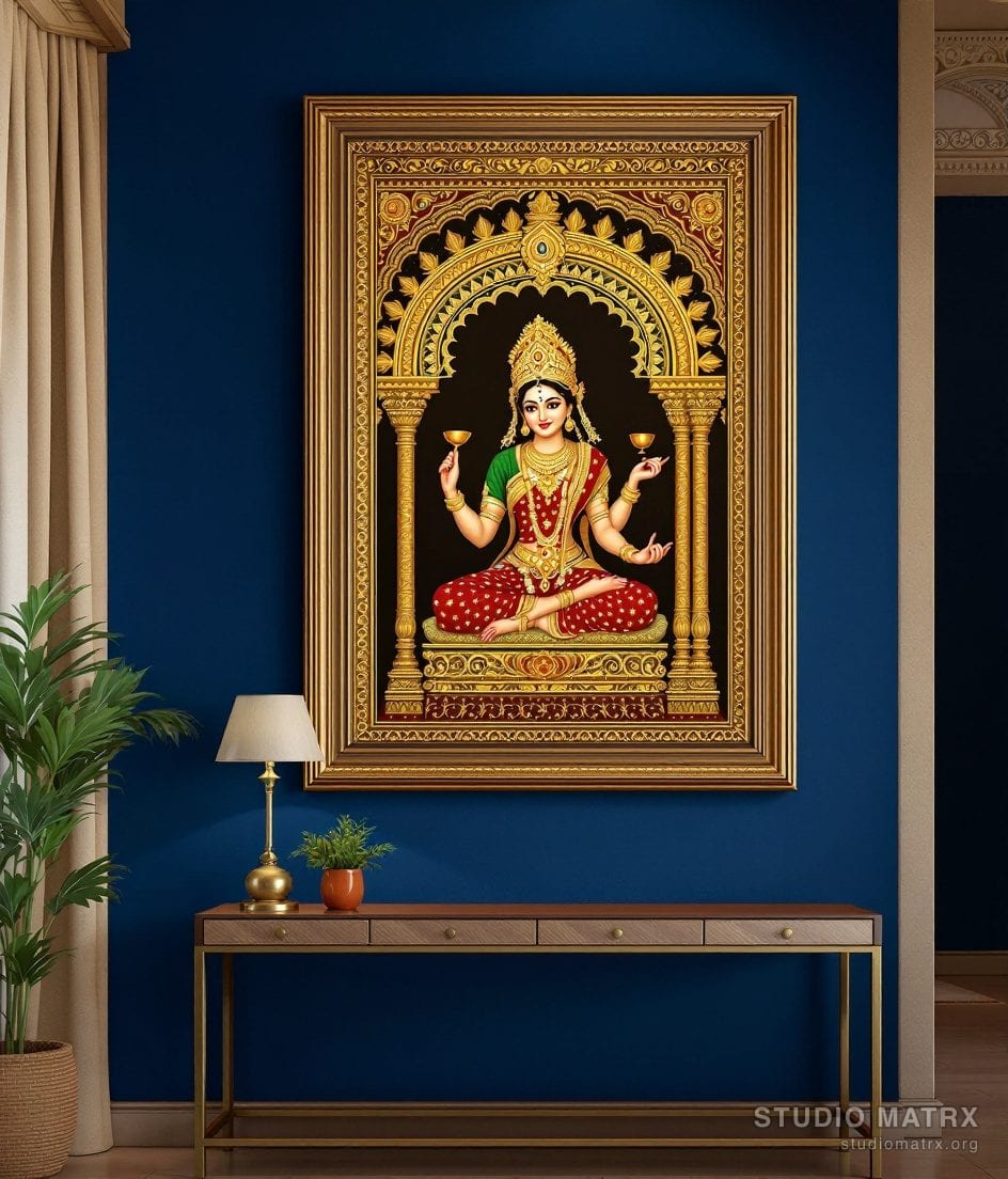 Annapurna Tanjore Painting — Navy Wall