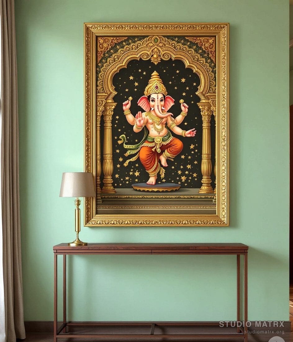 Dancing Ganesha Painting — Sage Wall