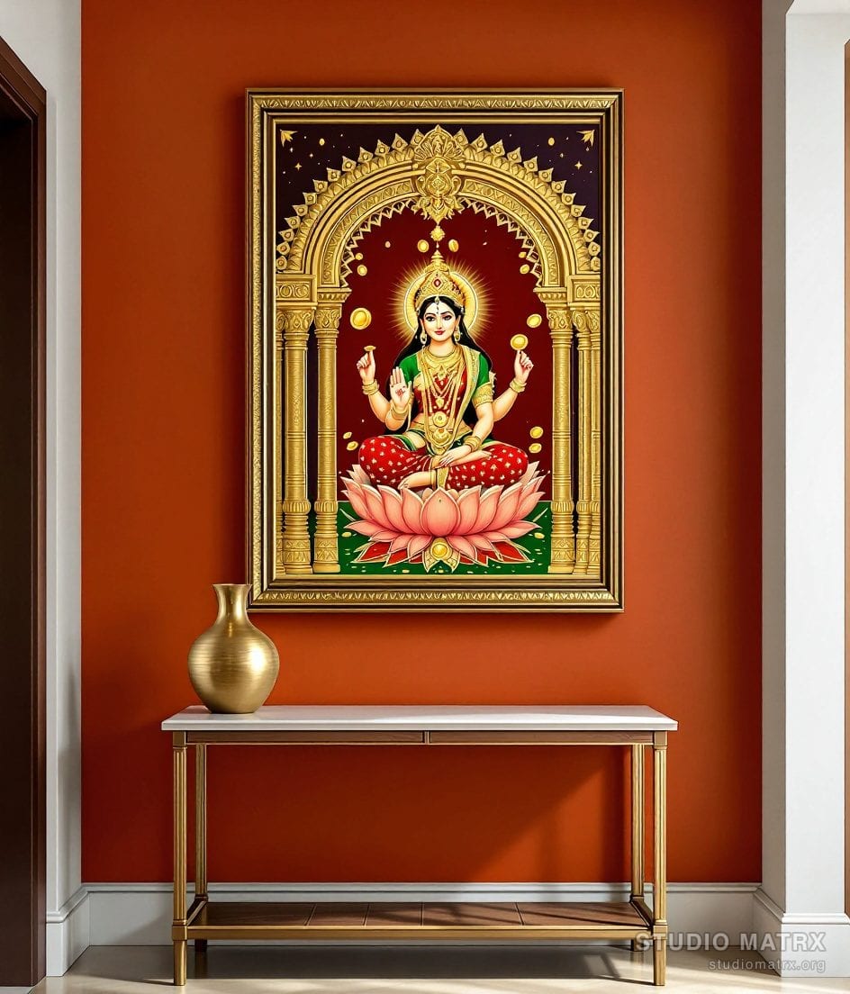 Dhana Lakshmi Painting — Terracotta Wall