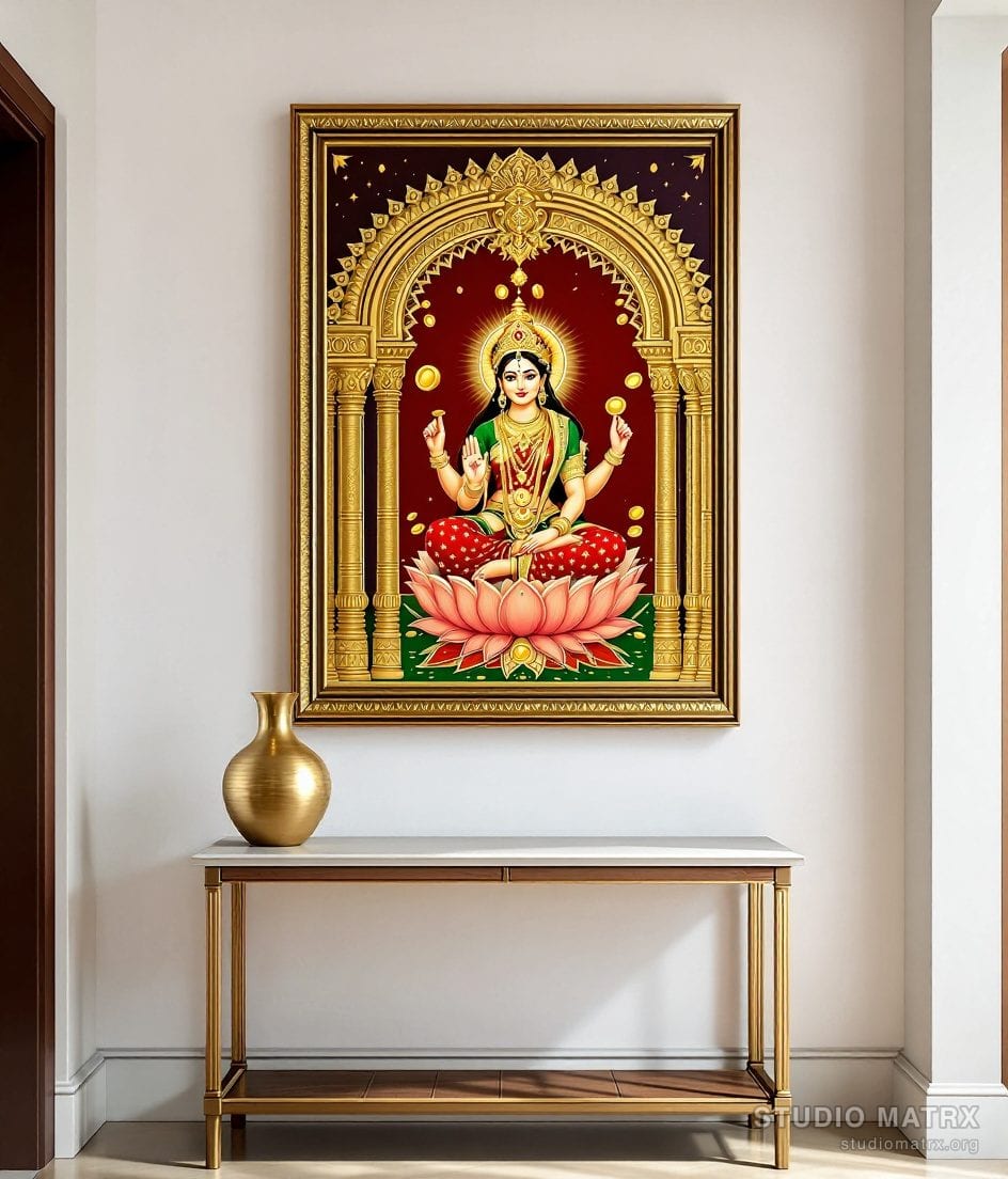 Dhana Lakshmi Painting — Warm White Wall