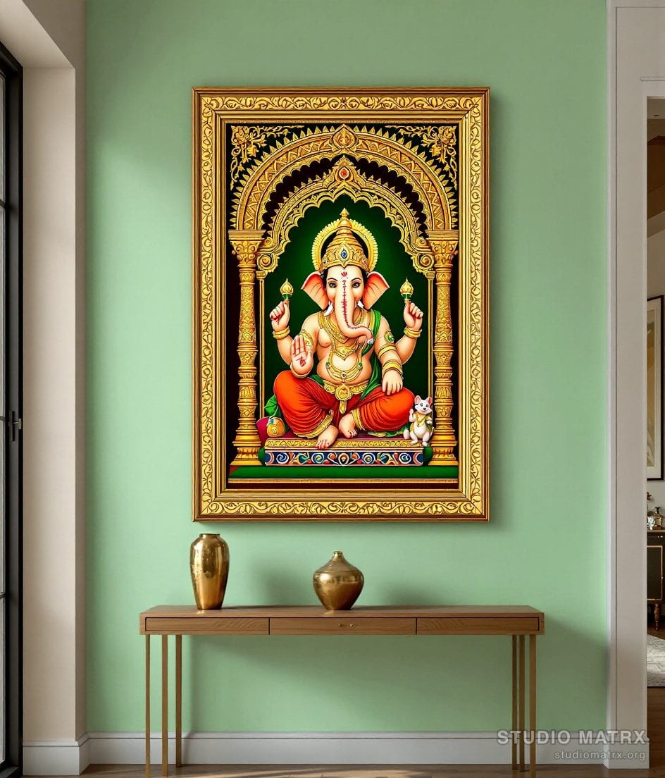 Ganesha With Mooshika Painting — Sage Wall