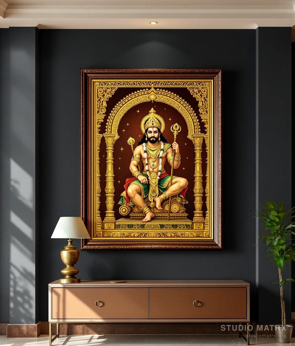 Hanuman Tanjore Painting — Charcoal Wall