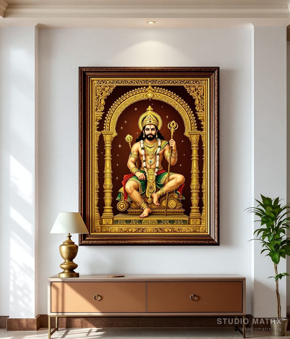 Hanuman Tanjore Painting — Warm White Wall