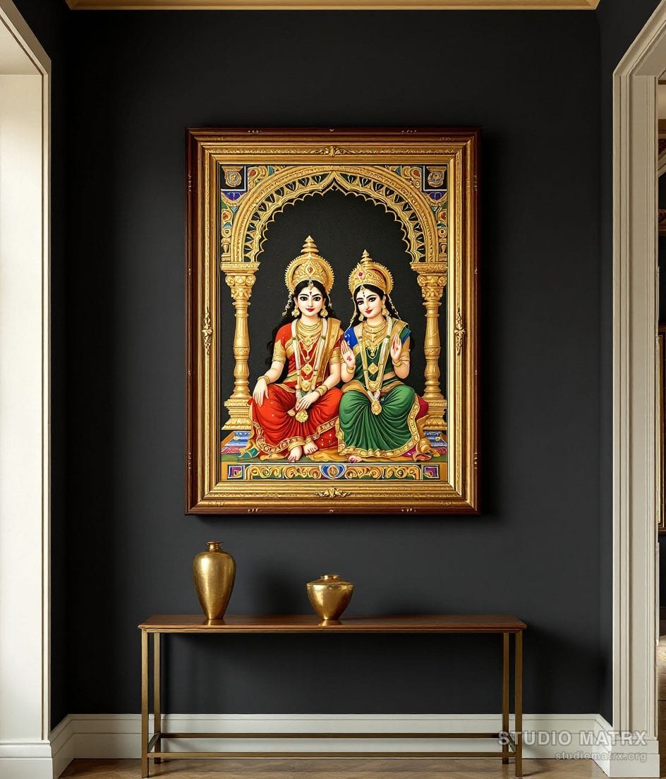 Lakshmi Narayan Painting — Charcoal Wall