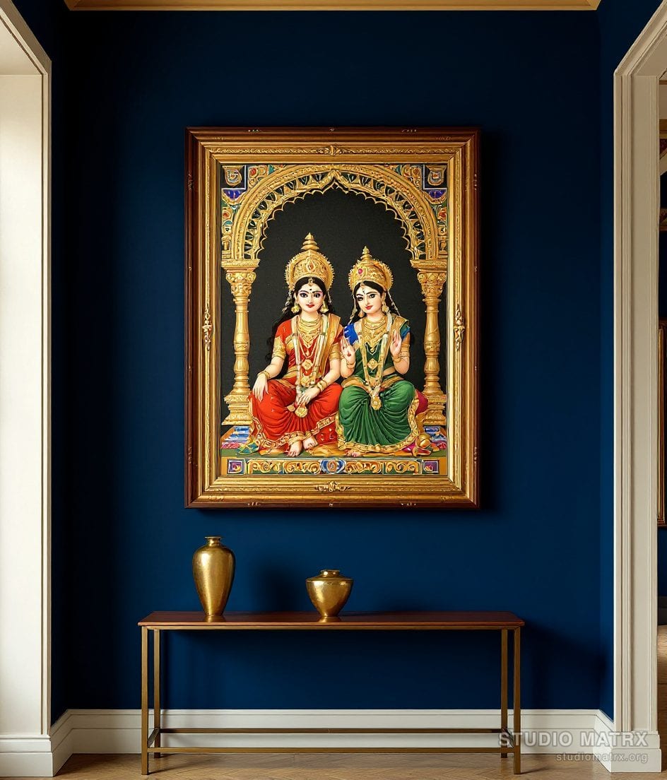 Lakshmi Narayan Painting — Navy Wall