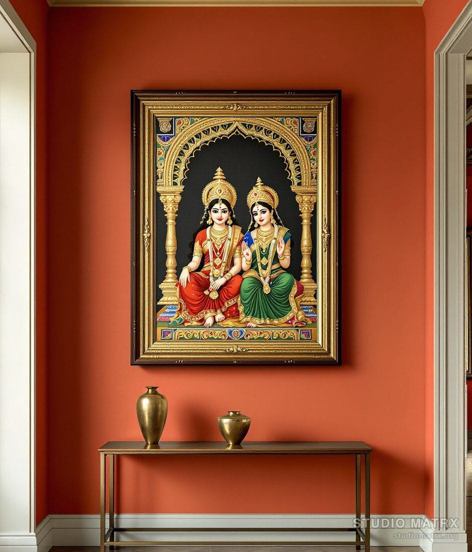 Lakshmi Narayan Painting — Terracotta Wall