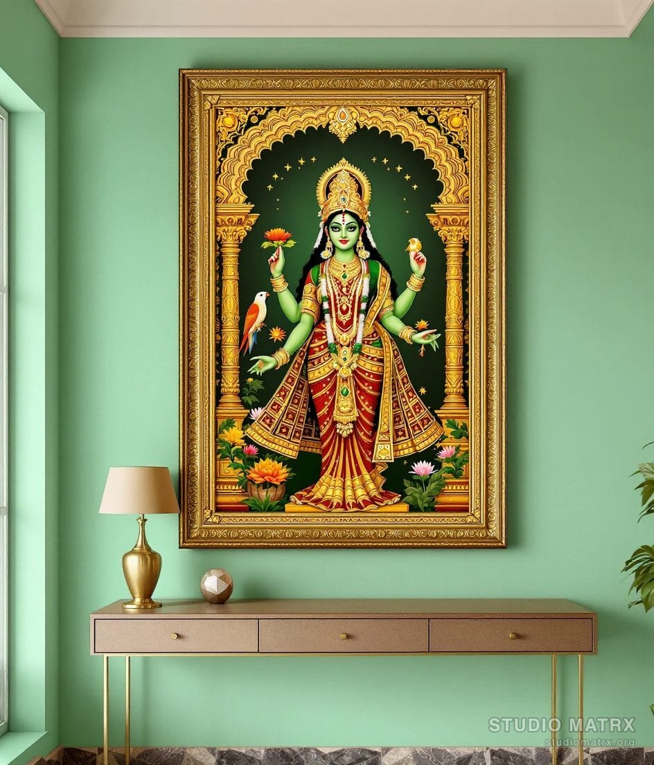 Meenakshi Tanjore Painting — Sage Wall