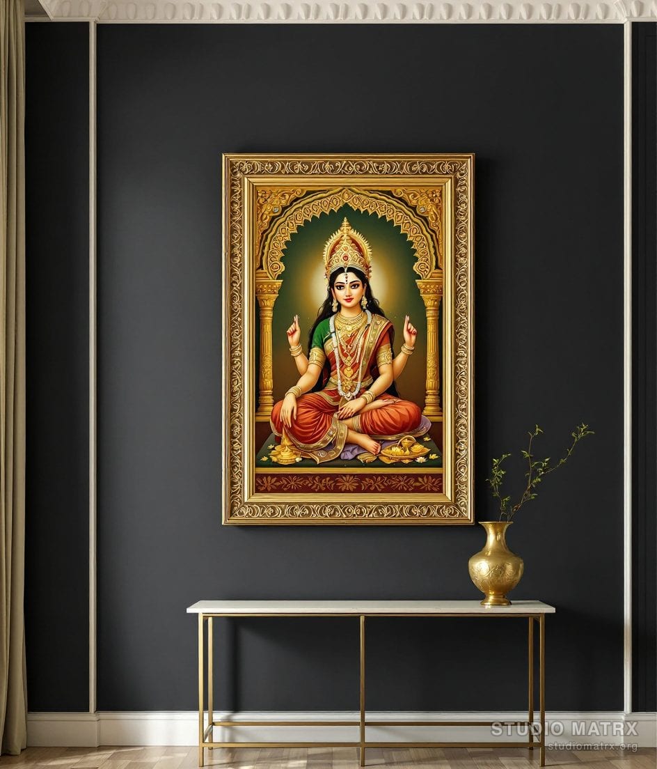 Parvati Tanjore Painting — Charcoal Wall