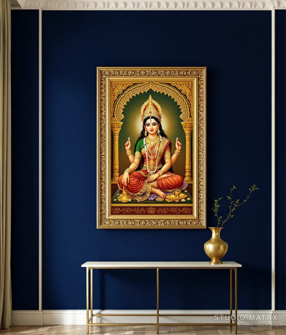 Parvati Tanjore Painting — Navy Wall