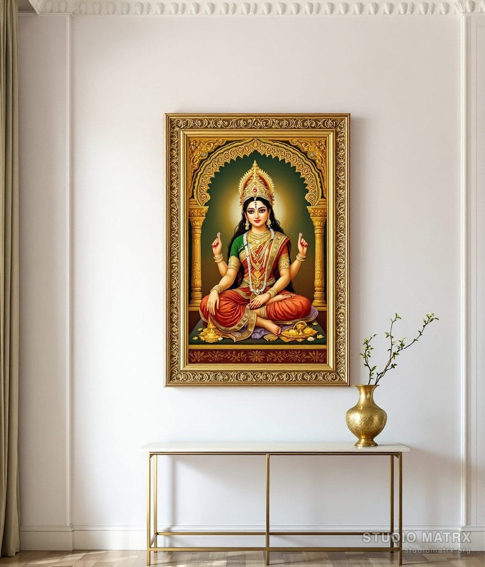 Parvati Tanjore Painting — Warm White Wall