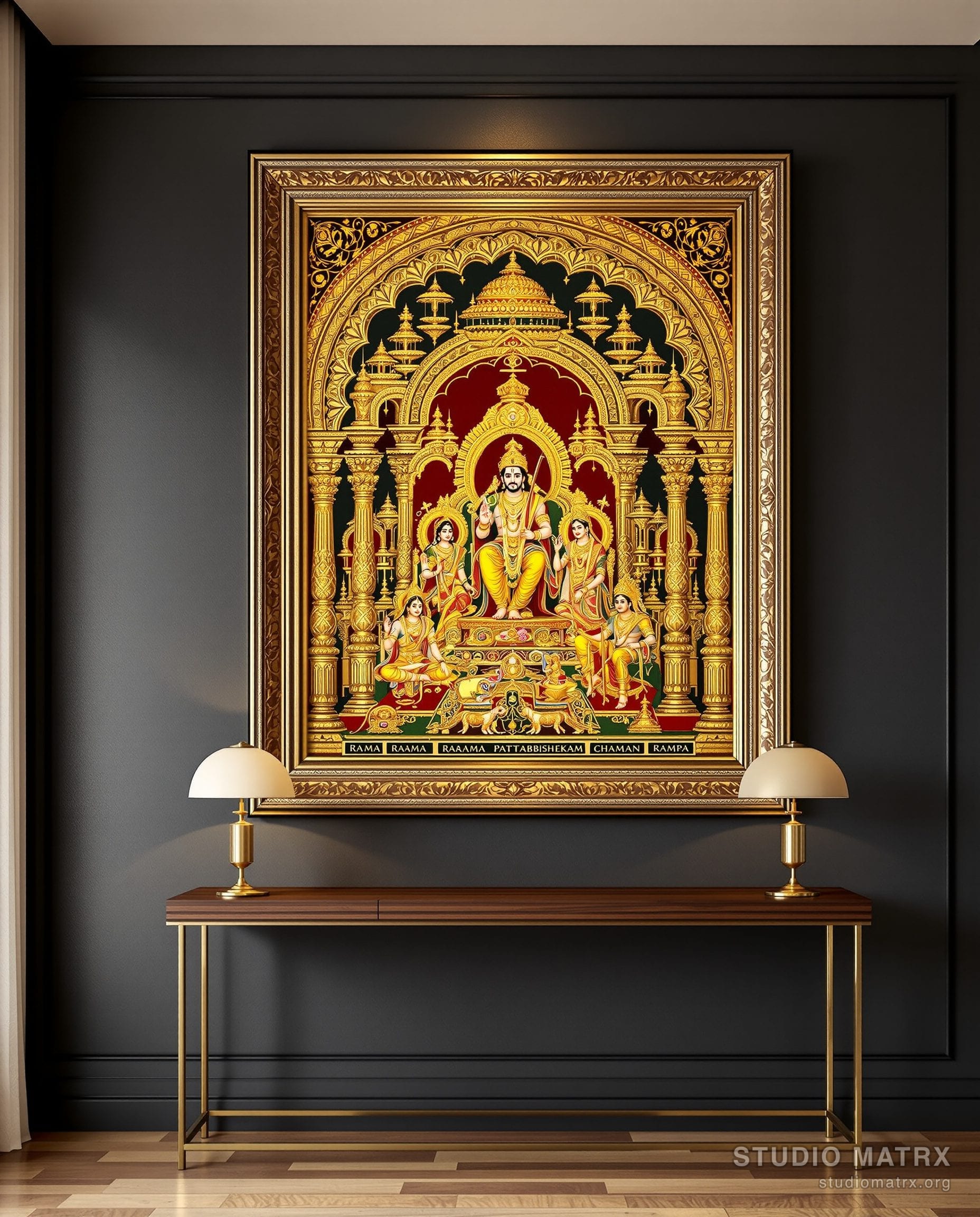 Rama Pattabhishekam Painting — Charcoal Wall