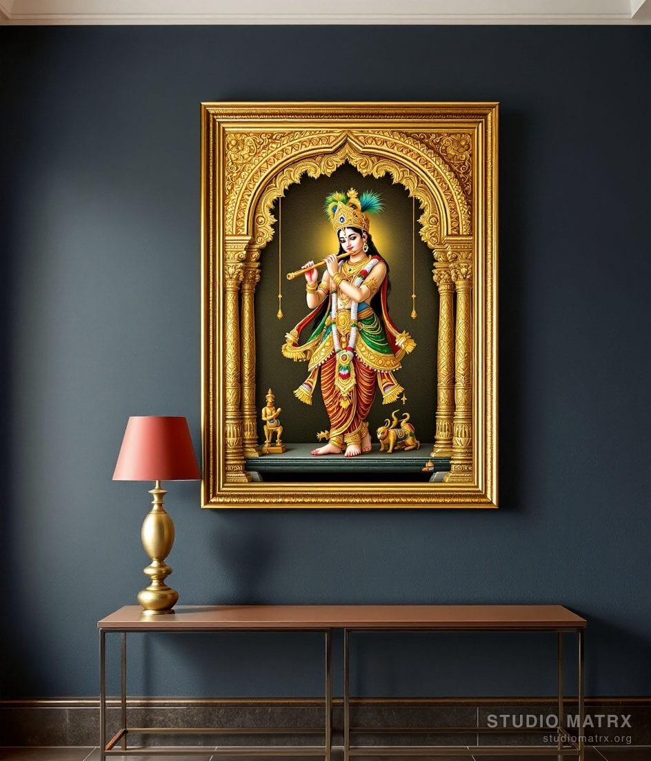 Venugopala Krishna Painting — Charcoal Wall
