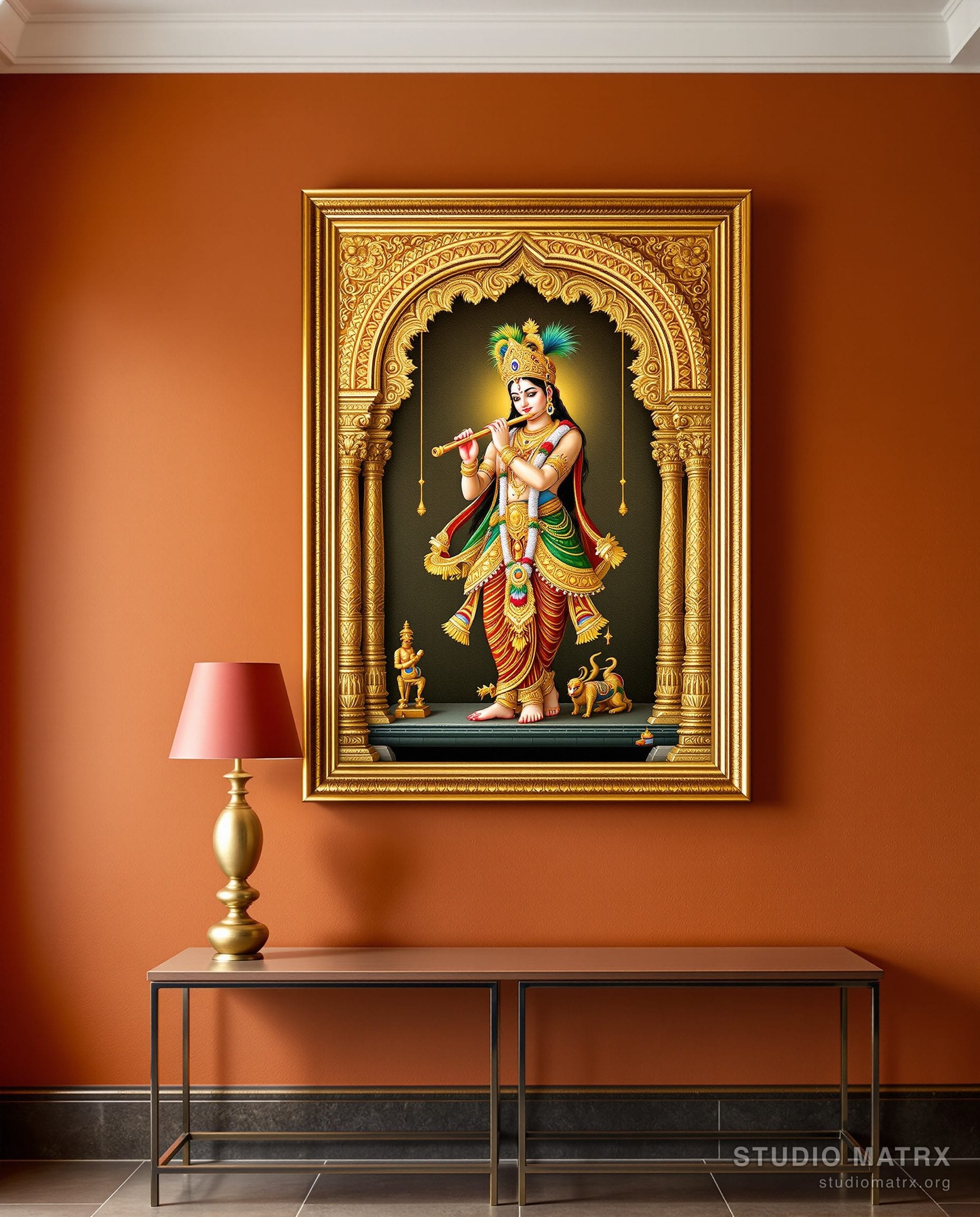 Venugopala Krishna Painting — Terracotta Wall