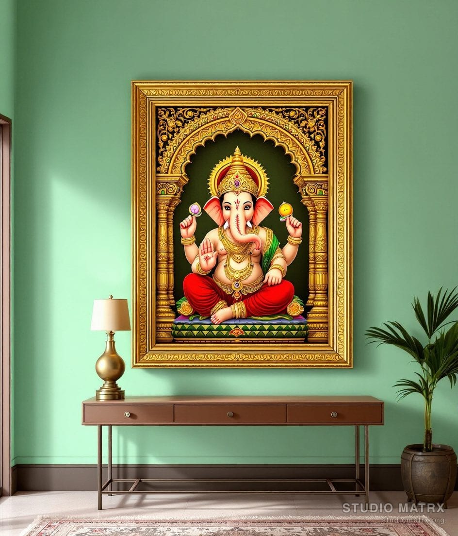 Vinayaka With Modak Painting — Sage Wall