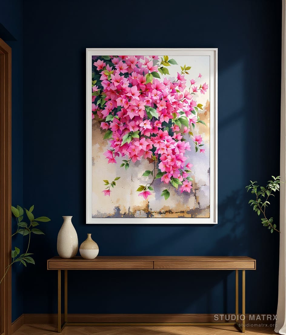 Bougainvillea Cascade — Navy Wall