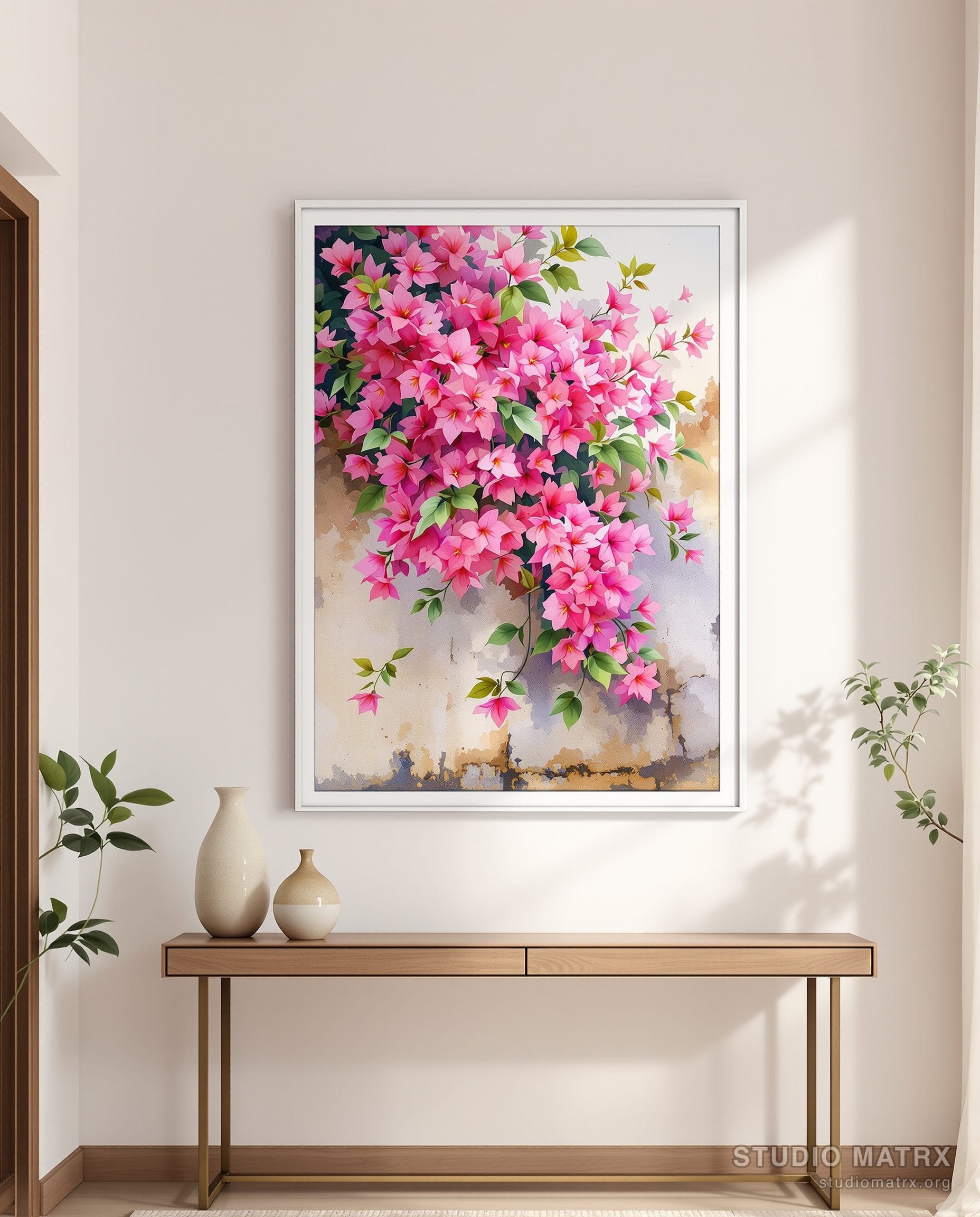 Bougainvillea Cascade — Warm White Wall