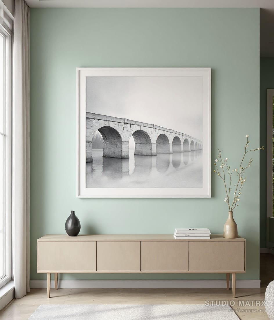 Bridge in Mist — Sage Wall