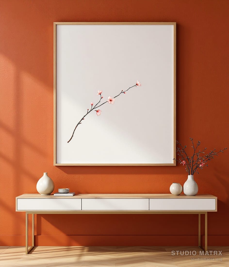 Cherry Blossom Branch — Terracotta Wall
