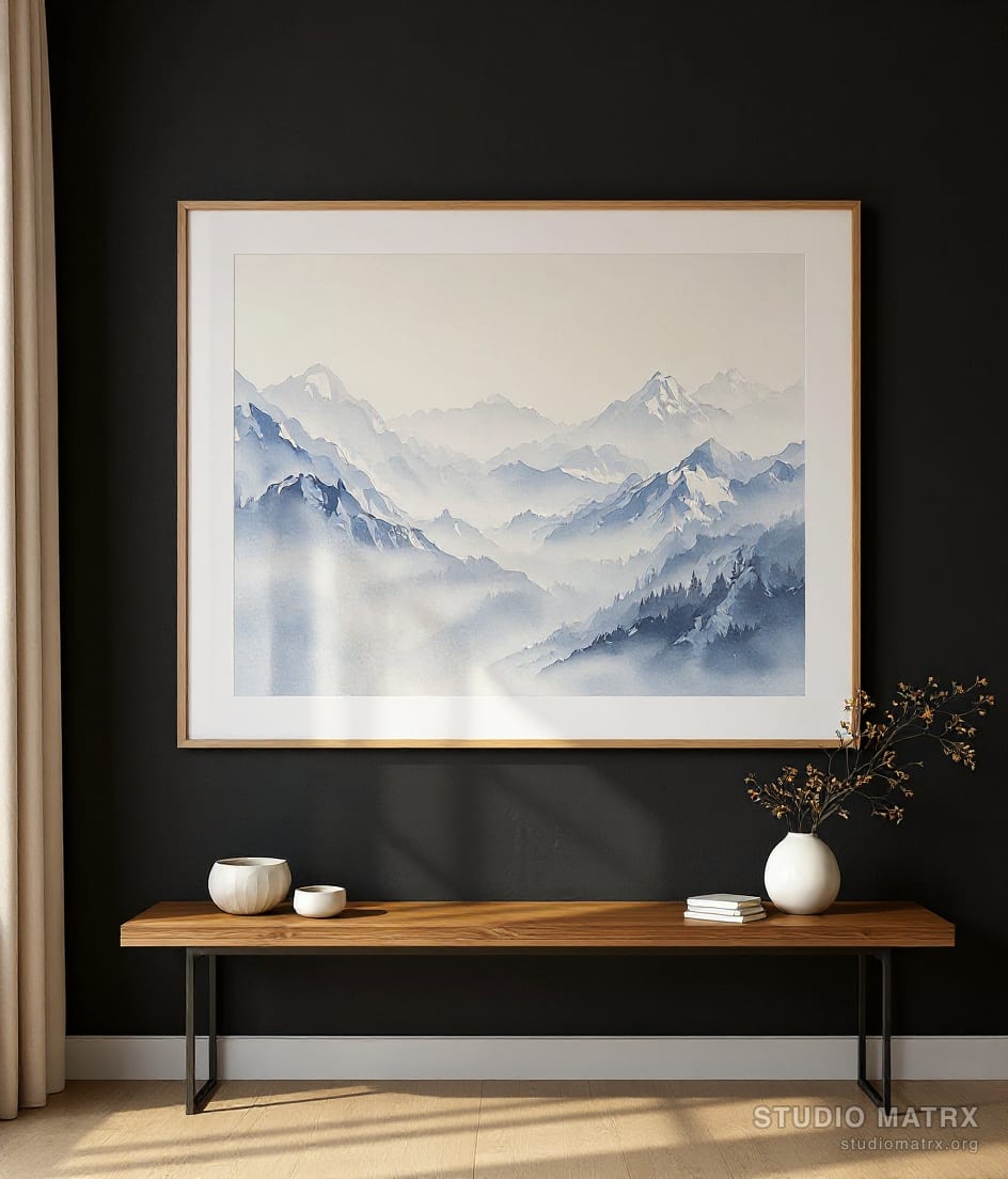 Himalayan Valley at Dawn — Charcoal Wall