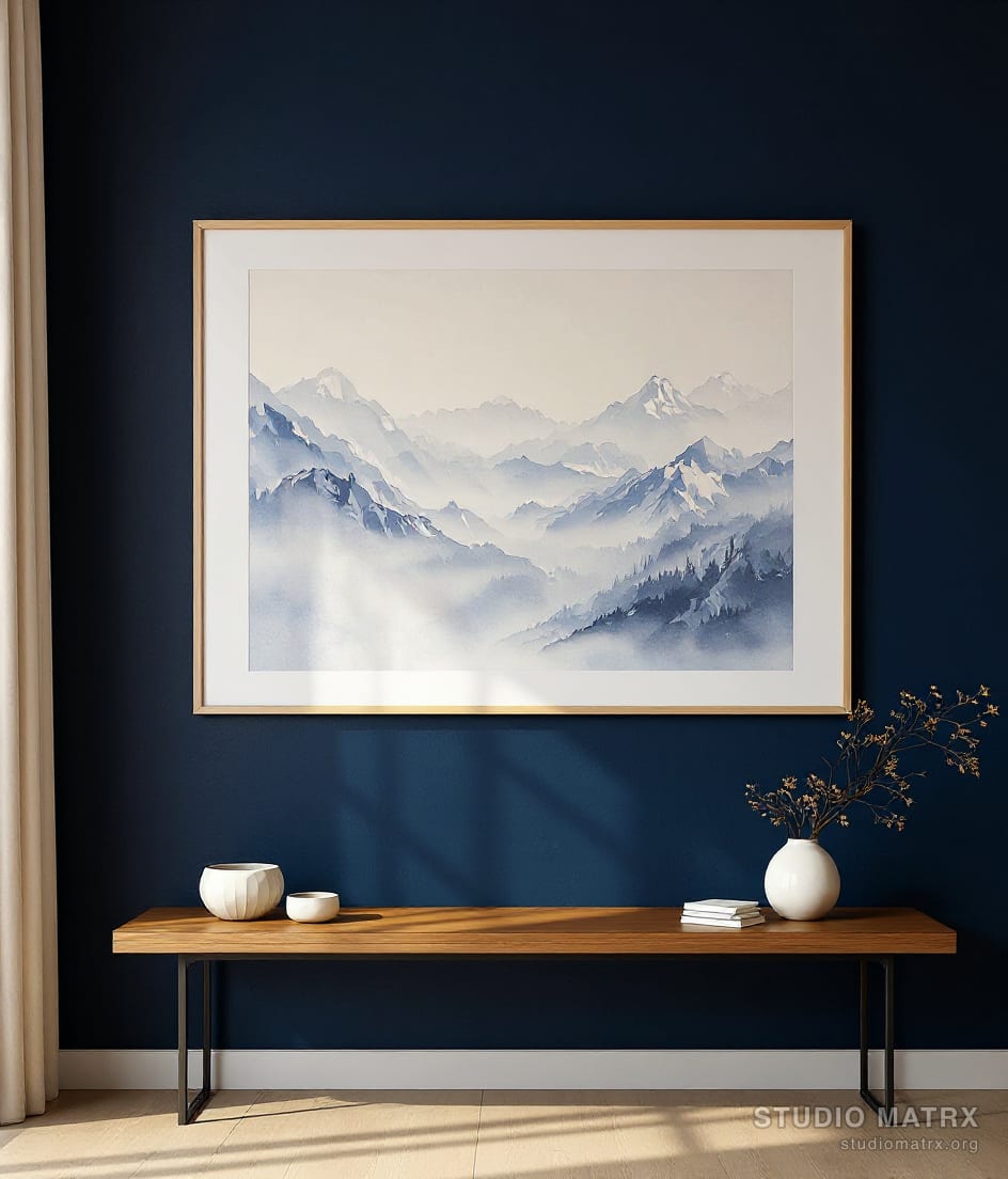 Himalayan Valley at Dawn — Navy Wall