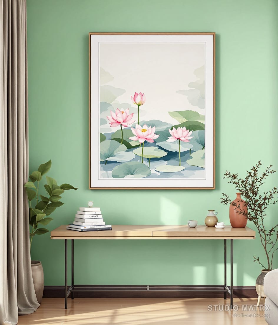 Lotus Pond in Bloom — Sage Wall