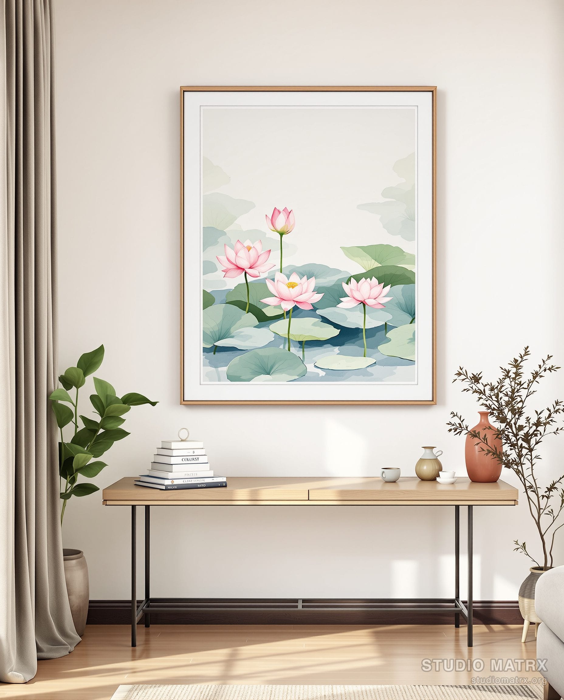 Lotus Pond in Bloom — Warm White Wall