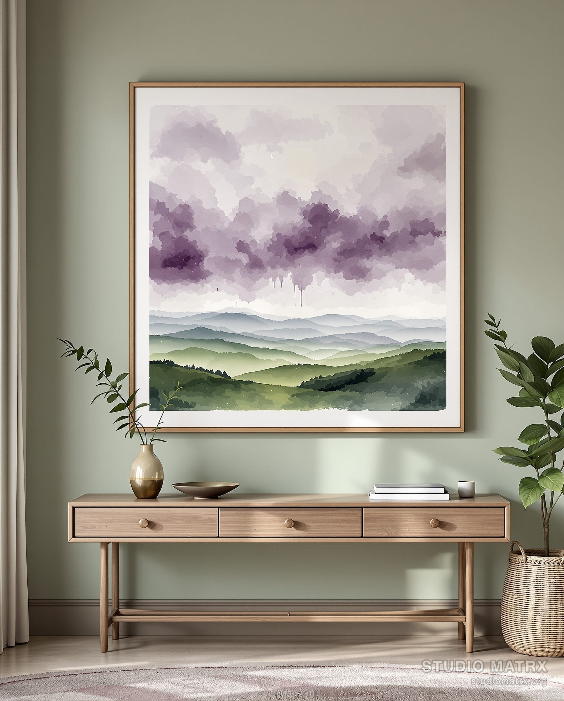 Monsoon Sky Over Hills — Sage Wall