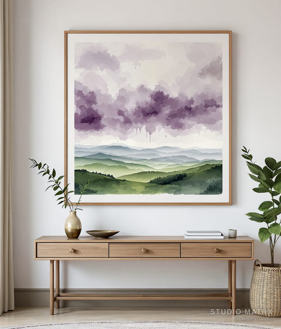 Monsoon Sky Over Hills — Warm White Wall