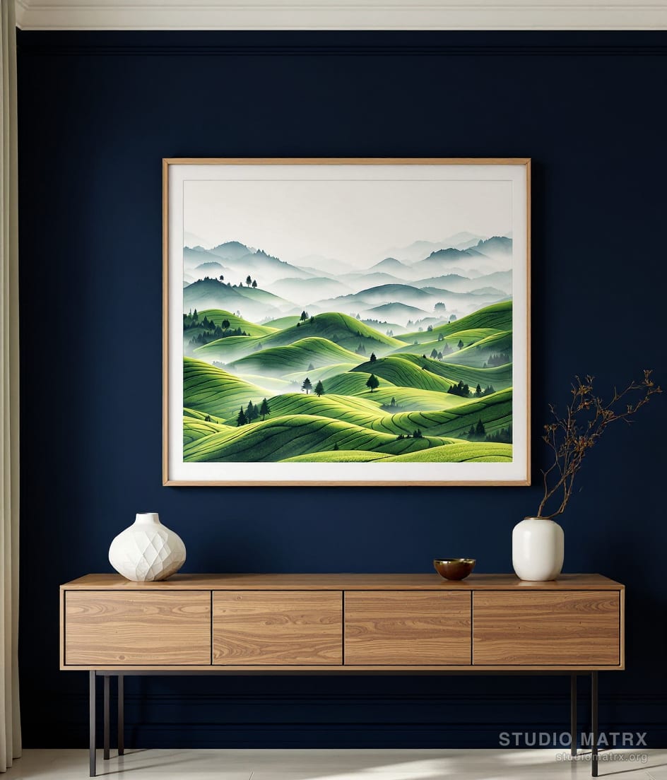 Munnar Tea Hills — Navy Wall