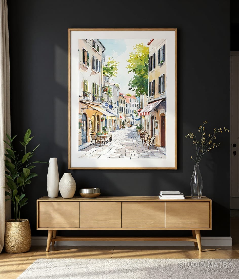 Quiet Cafe Lane — Charcoal Wall