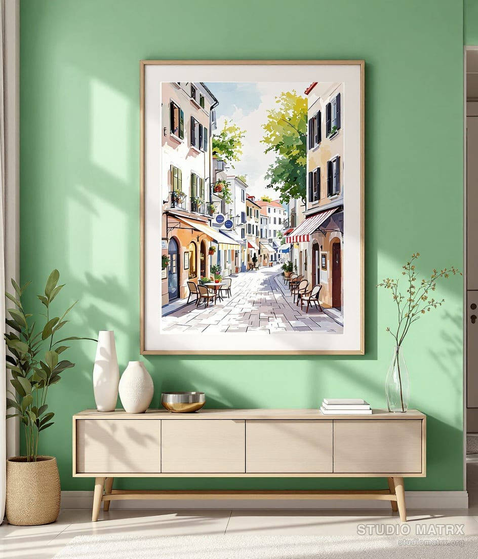 Quiet Cafe Lane — Sage Wall