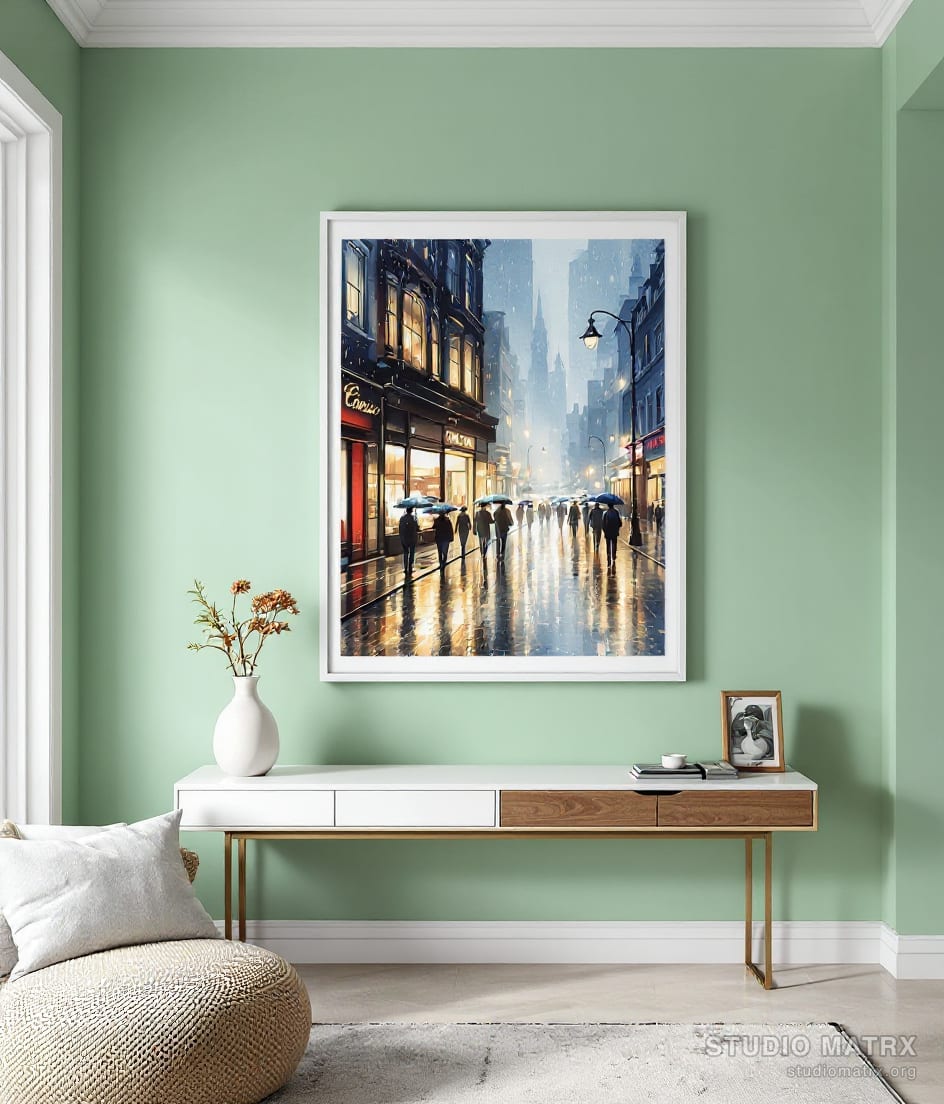 Rainy City Street — Sage Wall