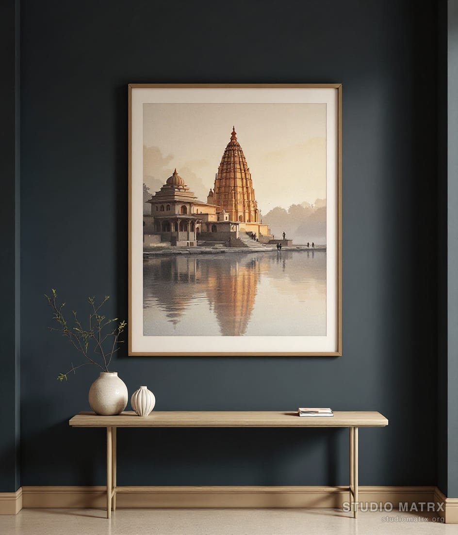Temple by the River — Charcoal Wall