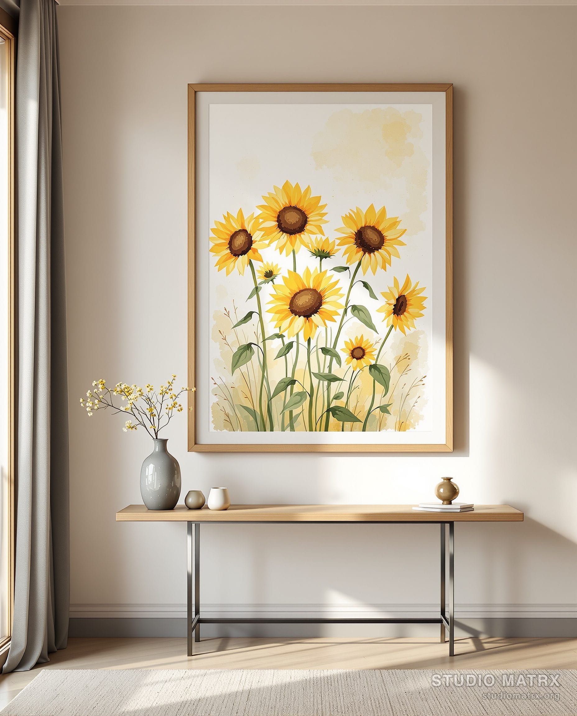 Sunflowers in Summer — Warm White Wall