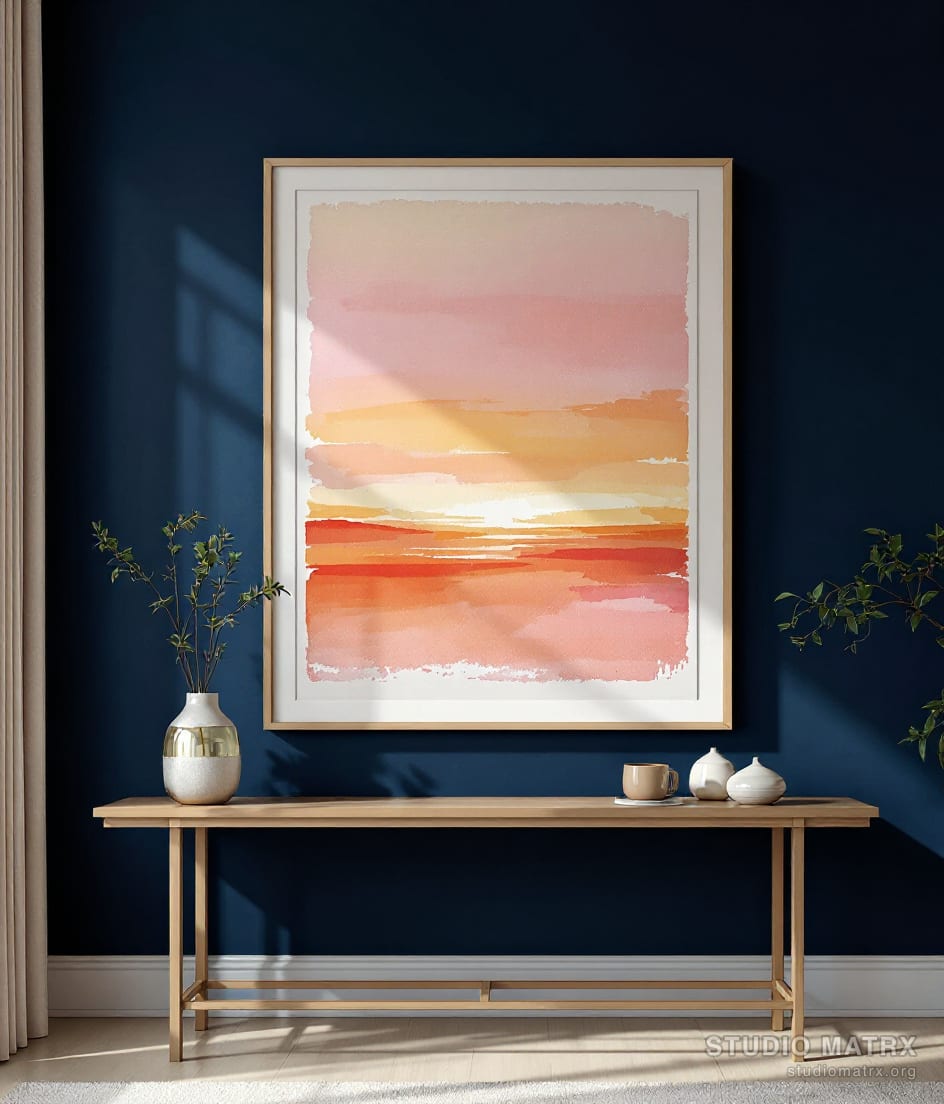 Sunset Gradient — Navy Wall