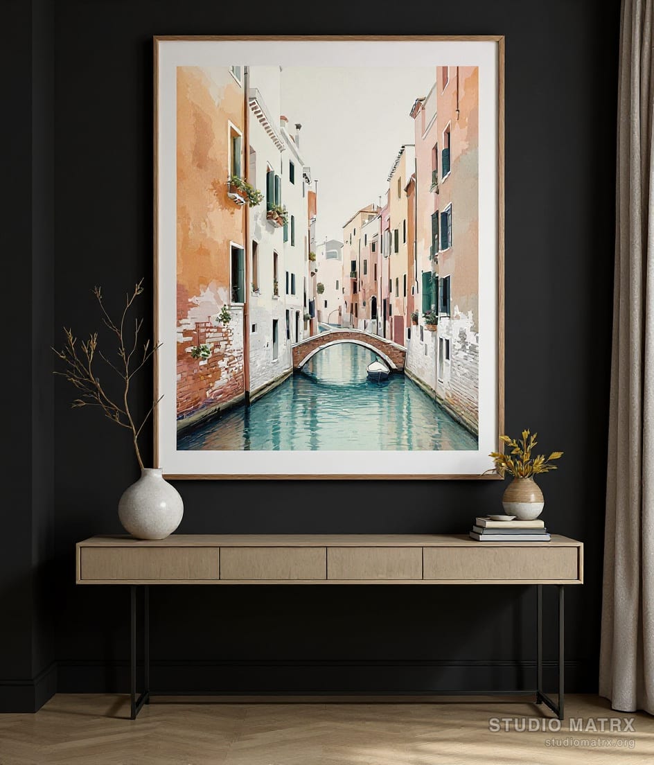 Venetian Canal — Charcoal Wall