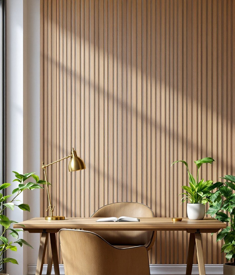 Acoustic Felt and Wood Wall Panel — Warm White Wall