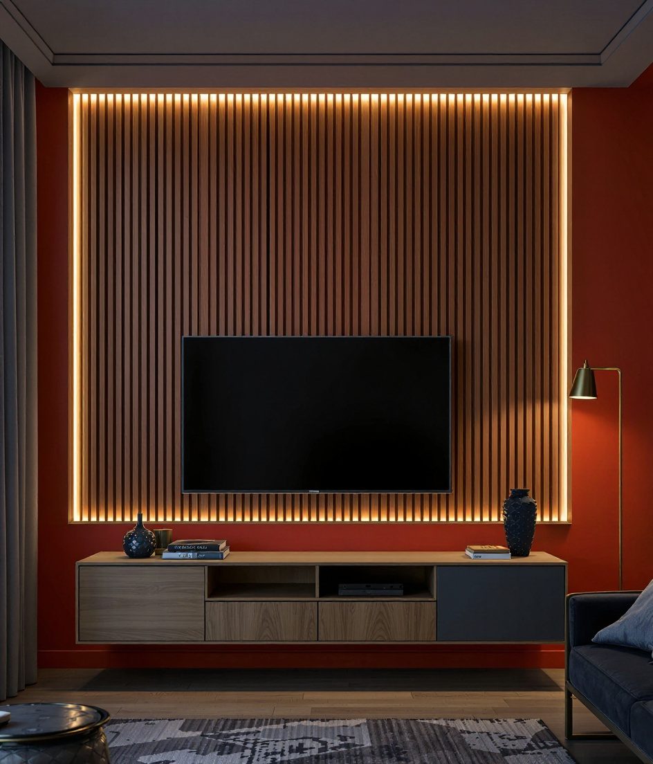 Backlit Wood Wall Panel — Terracotta Wall