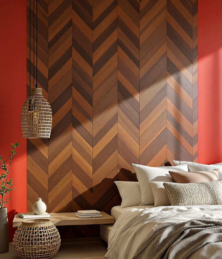 Chevron Wood Wall Panel — Terracotta Wall