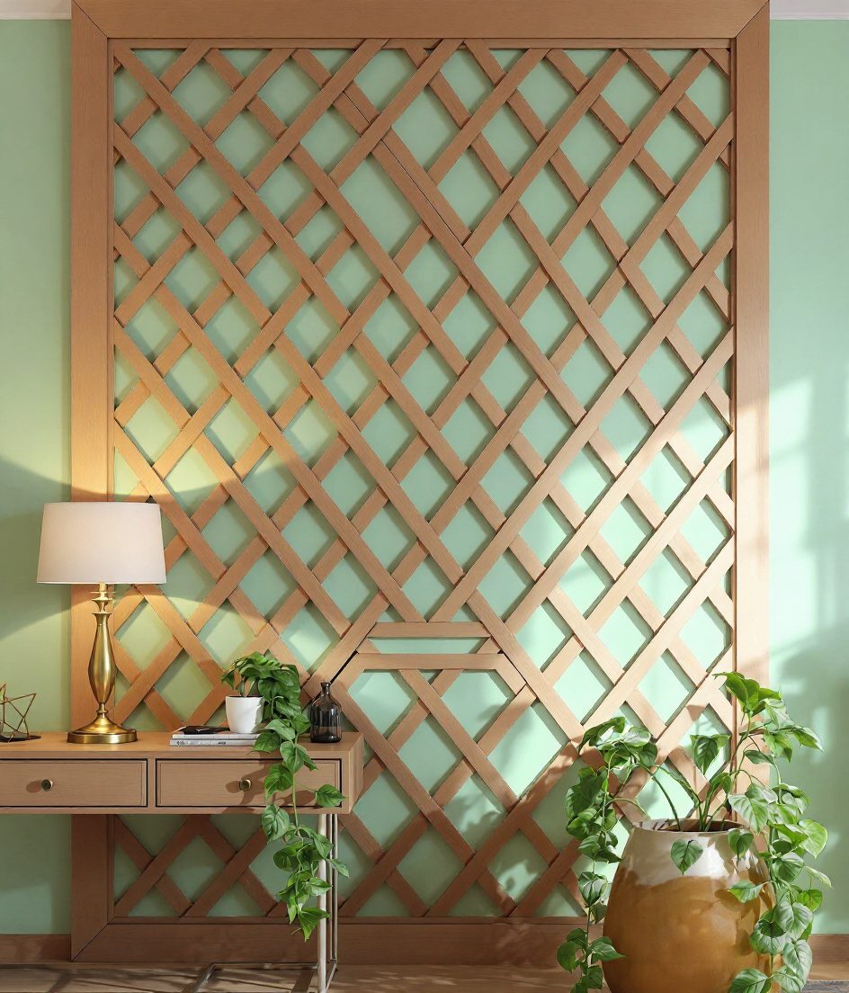 Diamond Lattice Wood Wall Panel — Sage Wall